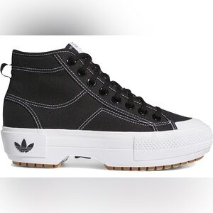 Black Platform Sneakers with White Stitching adidas Nizza Trek